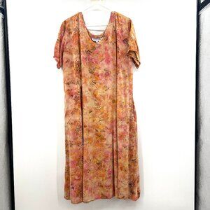 Vintage Eagle Ray Traders Floral Multi Color Rayon Midi Dress Women's 3X